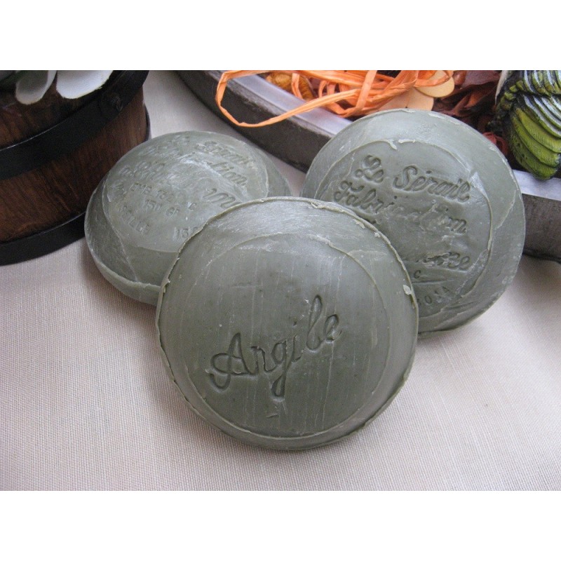 Savon de Marseille en savonnettes rondes 3 x 150 gr Argile Verte
