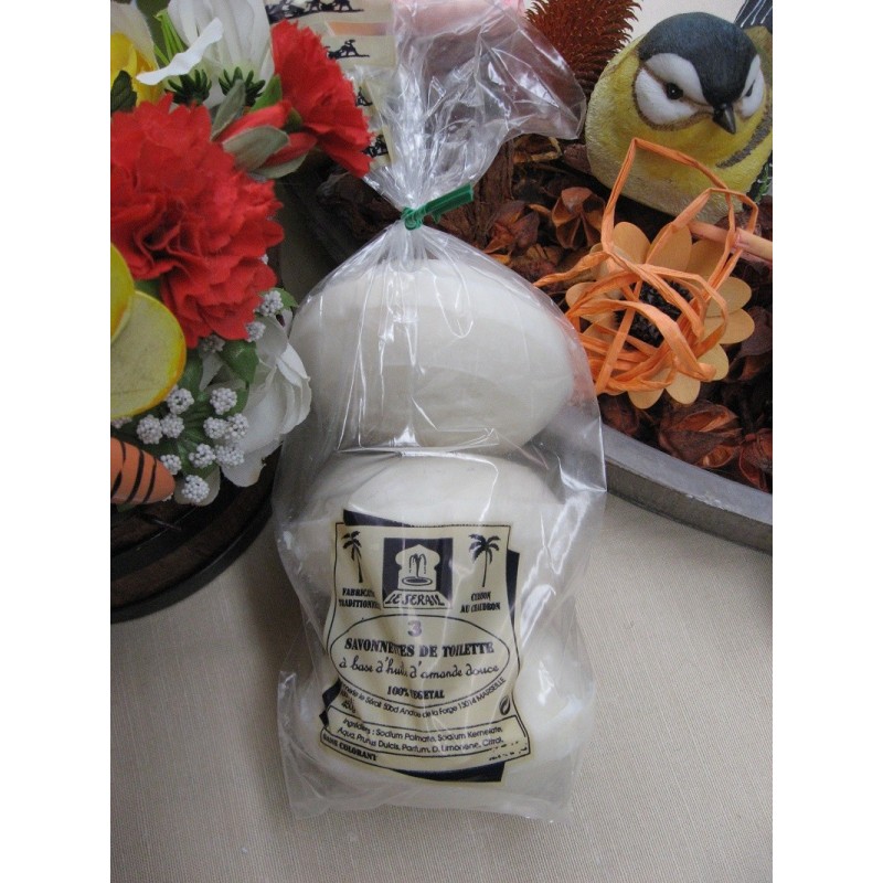 Savon de Marseille en savonnettes rondes 3 x 150 gr Amande Douce