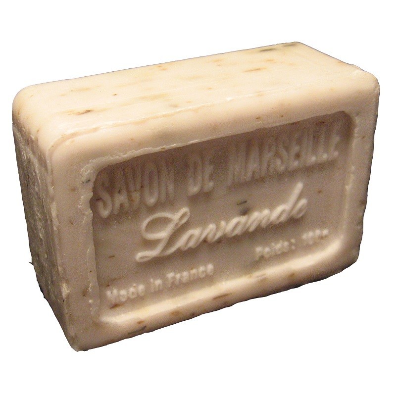 Savon de Marseille parfum Lavande avec morceaux de fleurs