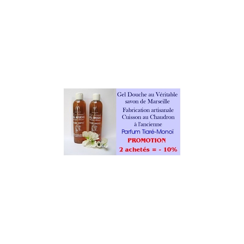 Gel douche au Véritable savon de Marseille parfum Tiaré Monoï